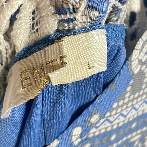 NEW‼️ ENTRO Lace-Backed Blue & White Boho Maxi Dress, LARGE - Picture 7 of 9